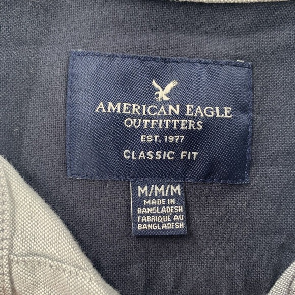 American Eagle Shirt Blue Gray Button Up‎ Long Sleeve Classic Fit Mens M - Picture 5 of 8